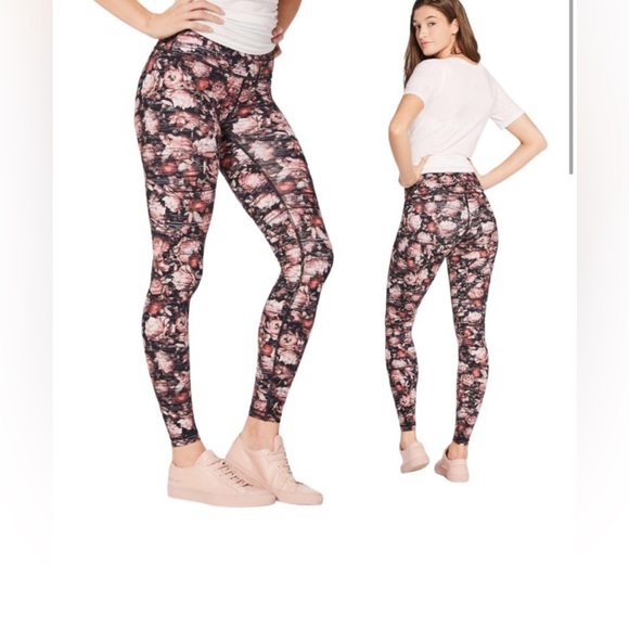 Lululemon full length leggings in pink peony pattern size 10 - Picture 2 of 8